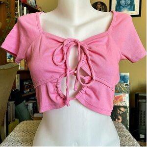 Hot pink front twist tie crop top / Aeropostale / sz large